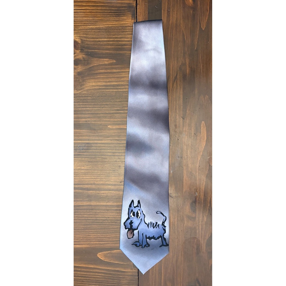 J Garcia Silk Necktie Dog Collection Thirty Seven Gray